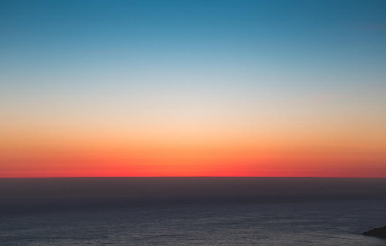 Photo wallpaper the sky, landscape, sunset, nature, the ocean, horizon, glow, sky