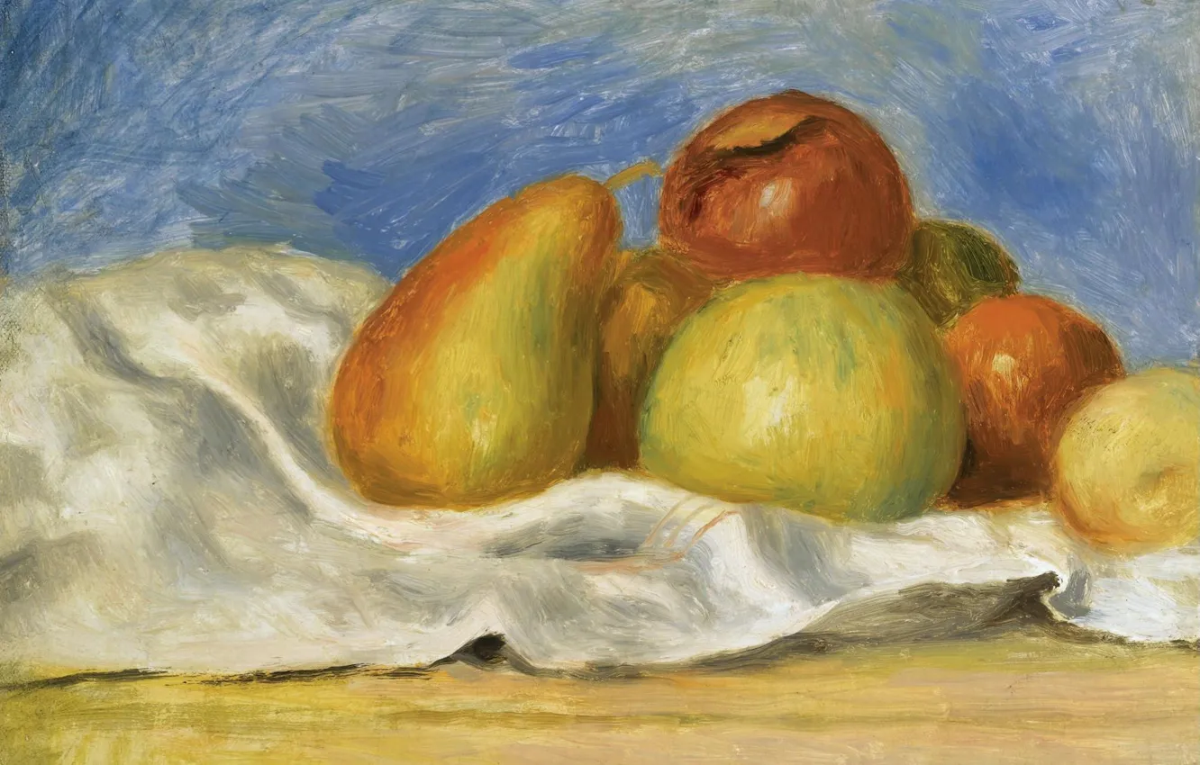 Photo wallpaper picture, 1890, Pierre Auguste Renoir, Pierre Auguste Renoir, Still life with Apples and Pears