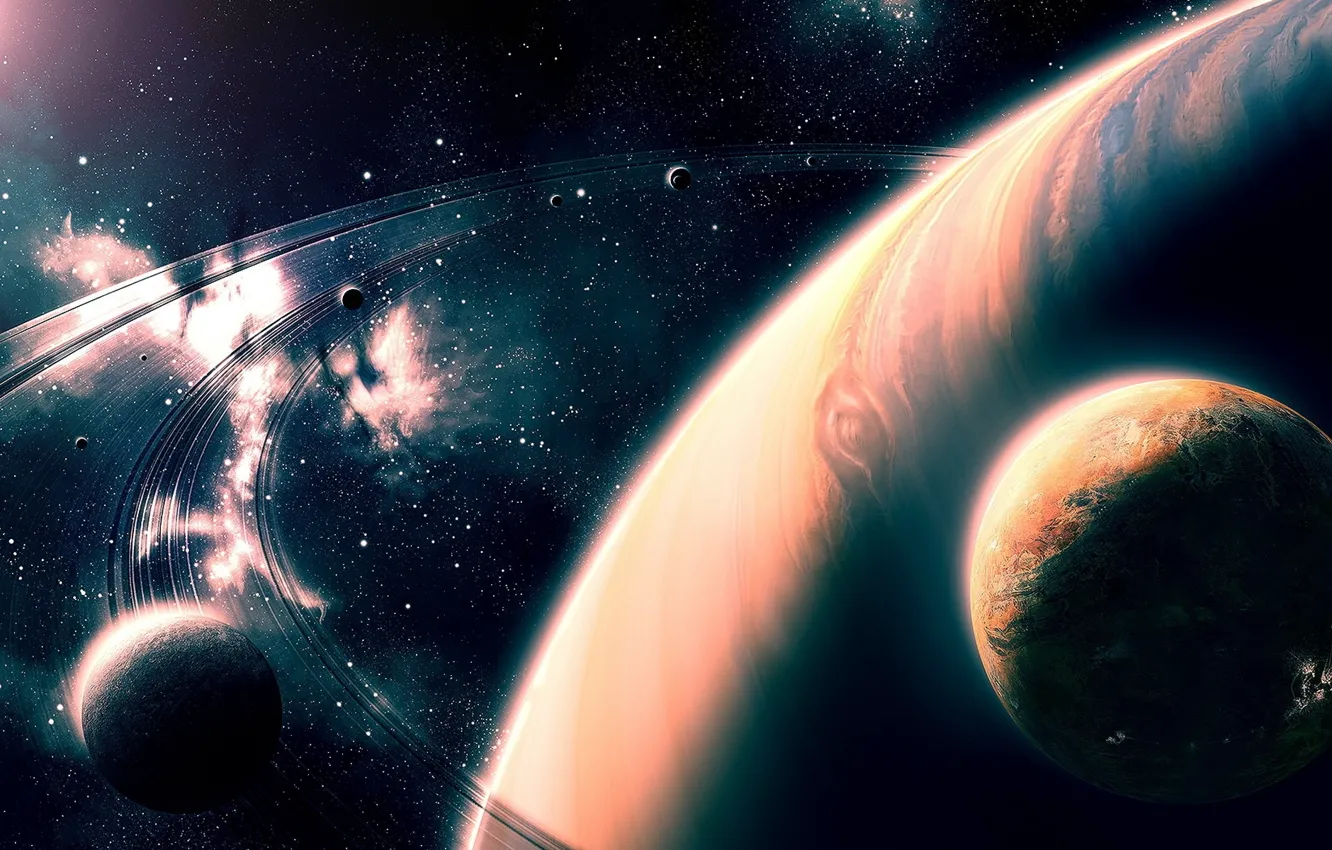 Photo wallpaper art, stars, planets, sci fi