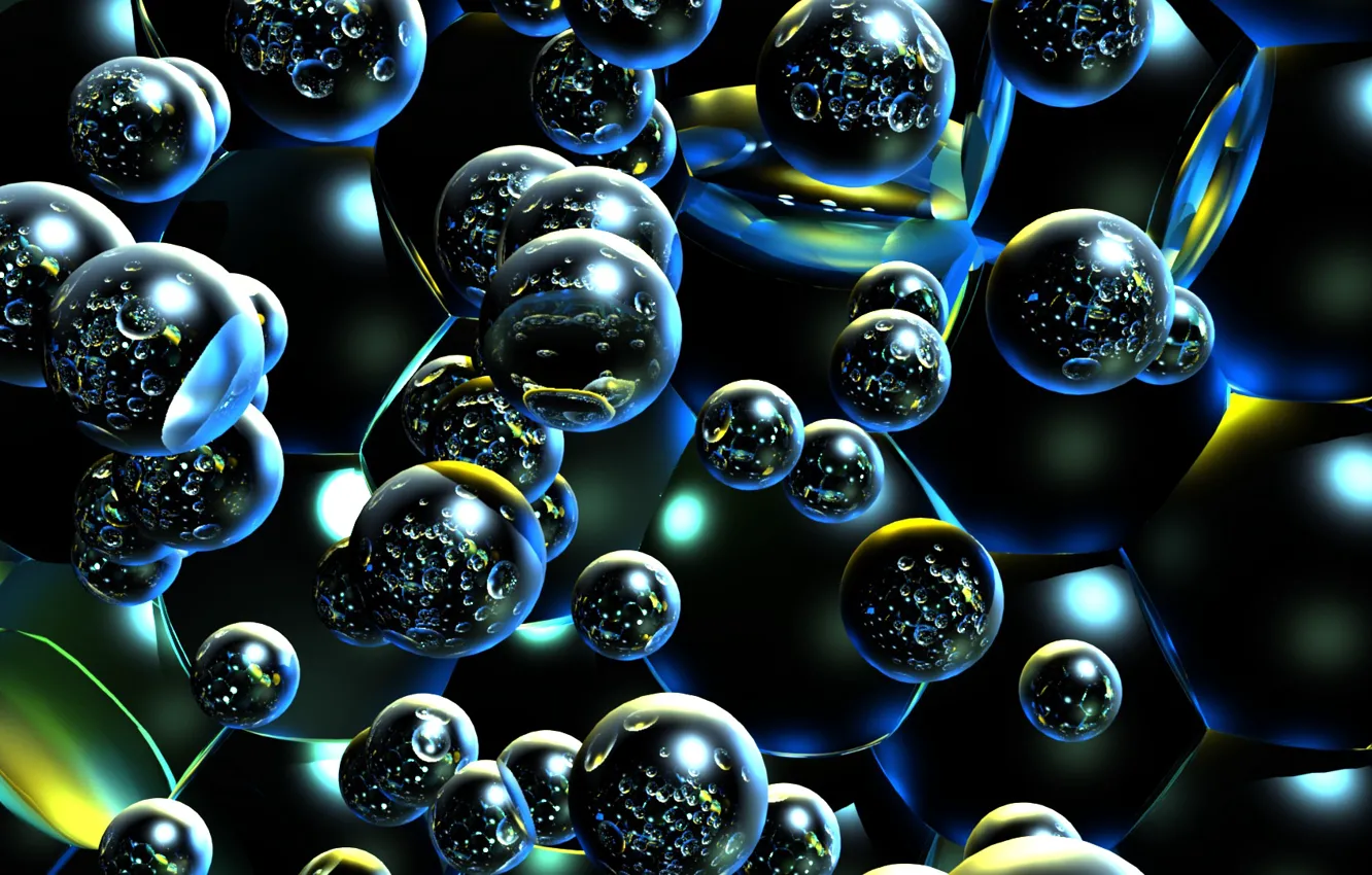 Photo wallpaper bubbles, reflection, texture