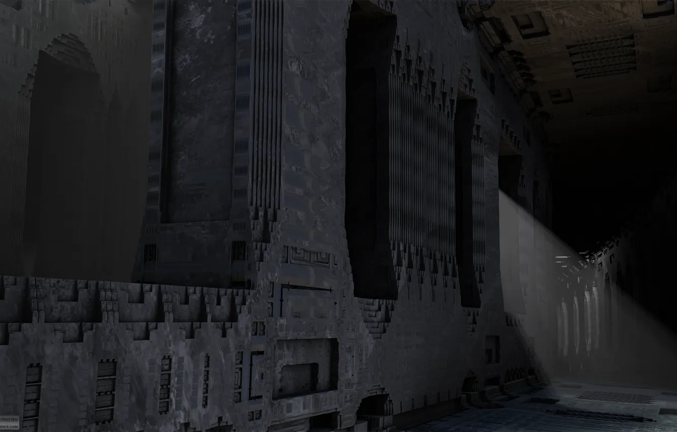 Photo wallpaper wall, the darkness, arch, arch, a beam of light, trough the ambulatory