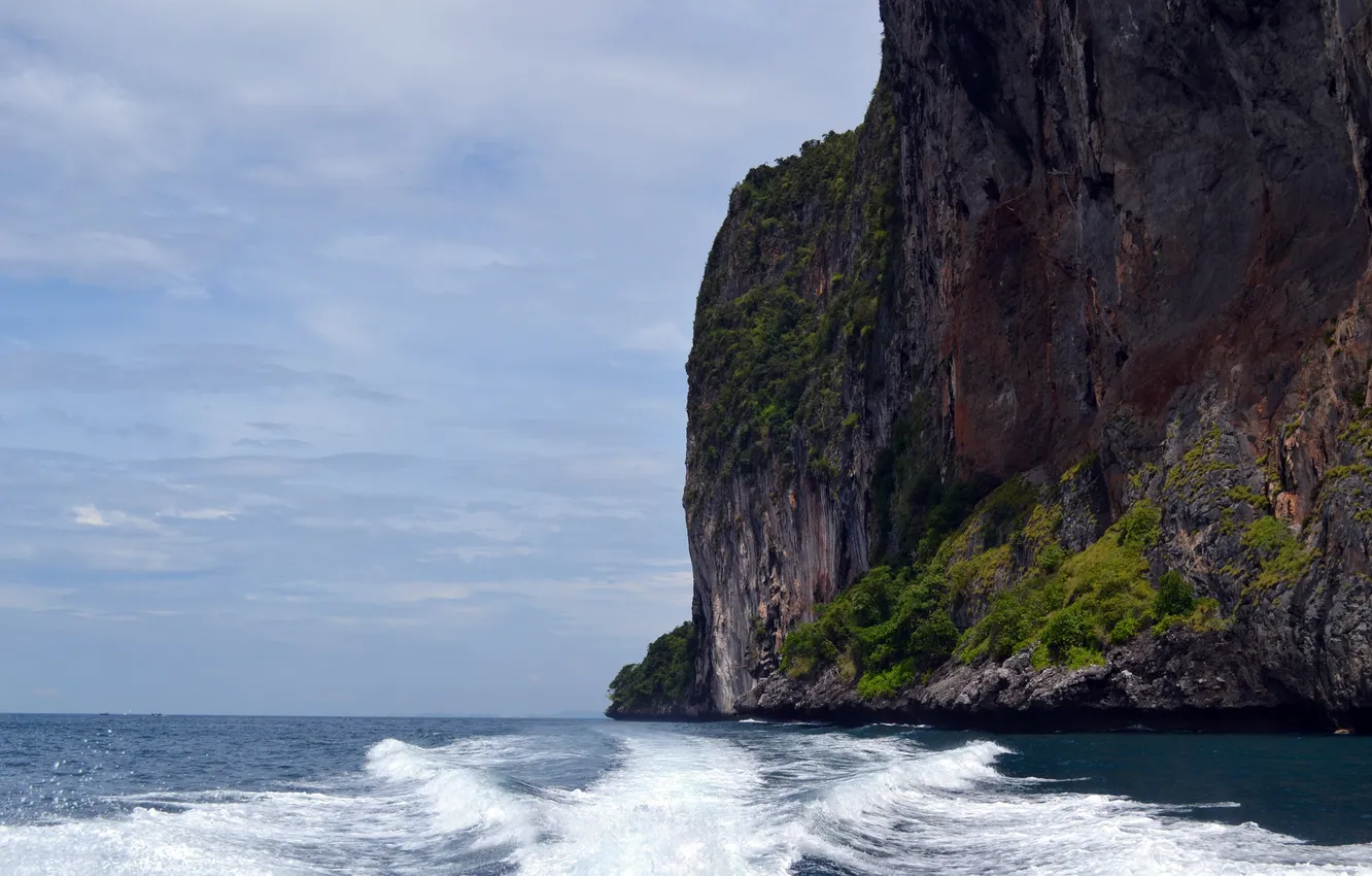 Photo wallpaper sea, beach, landscape, rocks