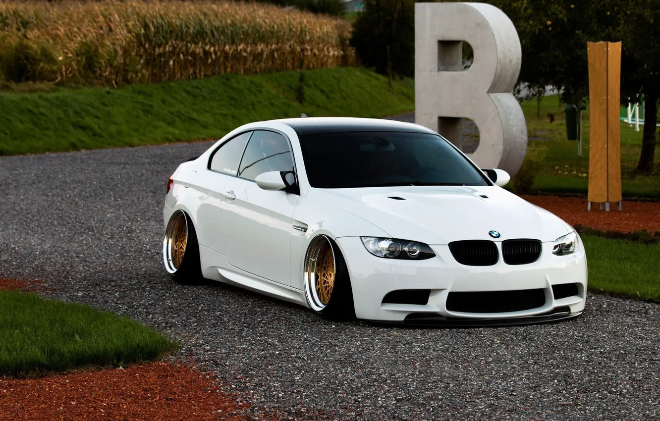 Photo wallpaper bmw, BMW, turbo, white, wheels, gold, tuning, power
