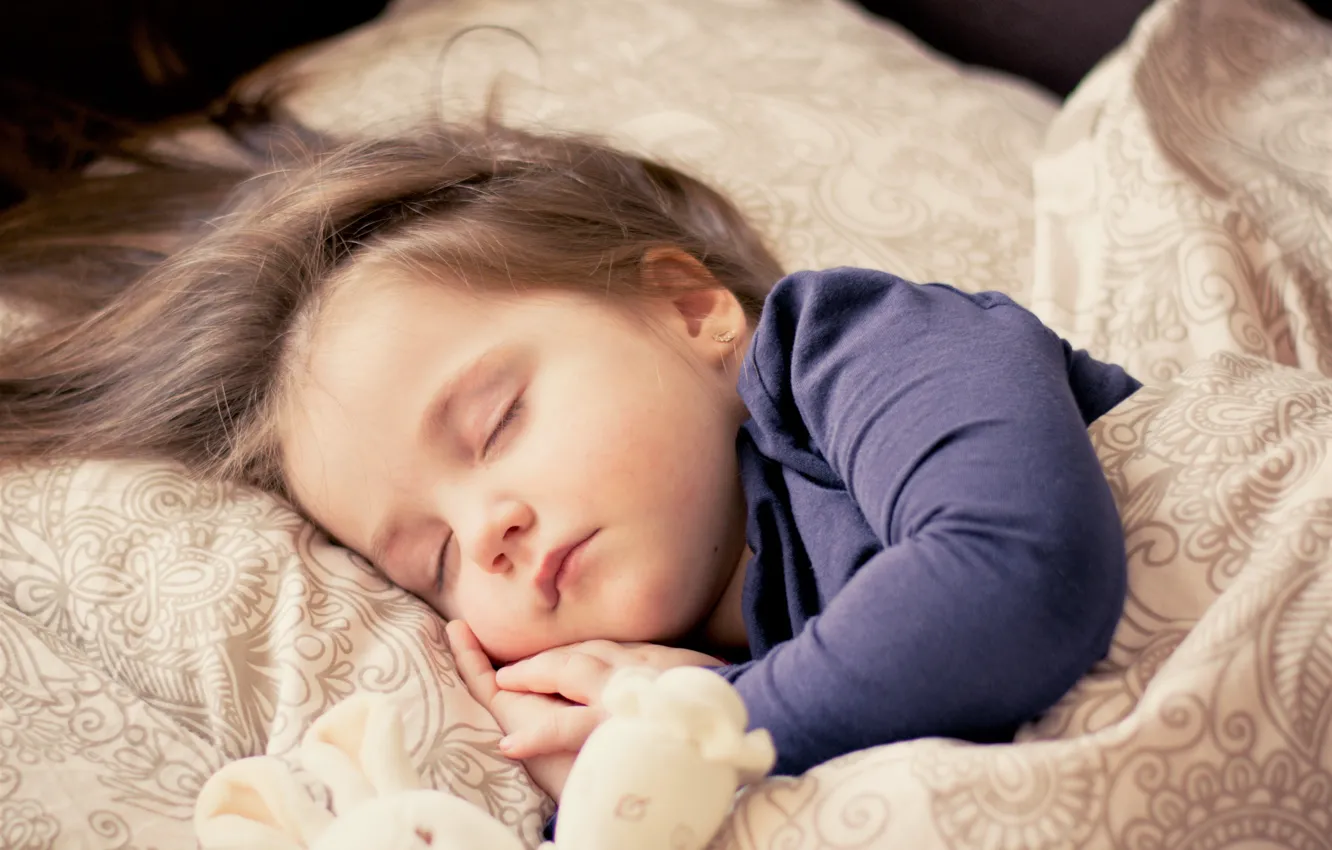 Photo wallpaper girl, toy, sleep, Child