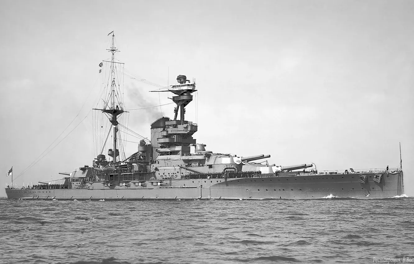 Photo wallpaper UK, battleship, HMS Revenge, The Royal Navy