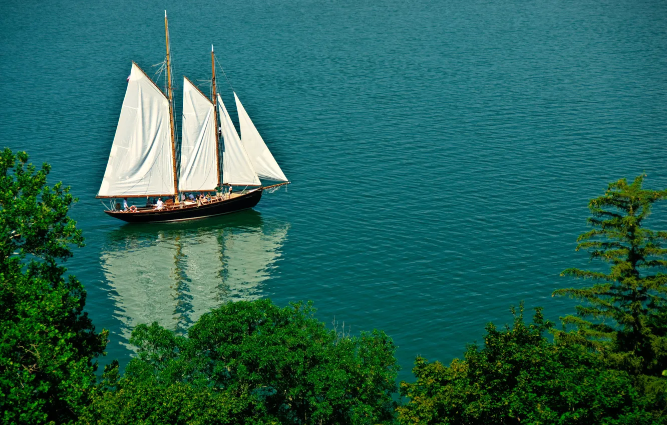 Photo wallpaper sea, ship, sailboat, yacht