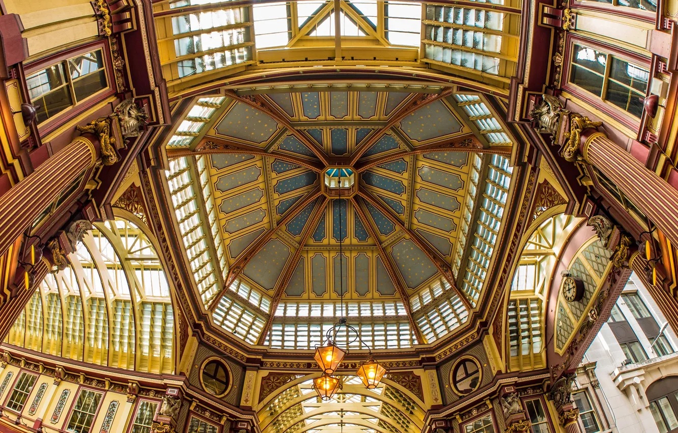 Photo wallpaper building, the ceiling, architecture, London, building, Leadenhall Market