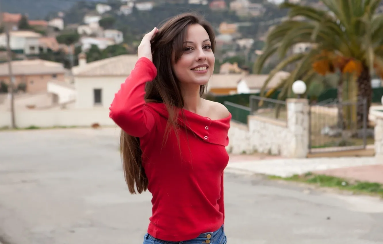 Photo wallpaper girl, smile, model, face, brunette, Lorena Garcia