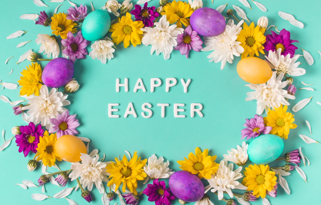 Photo wallpaper flowers, holiday, buds, composition, Easter, frame, spring