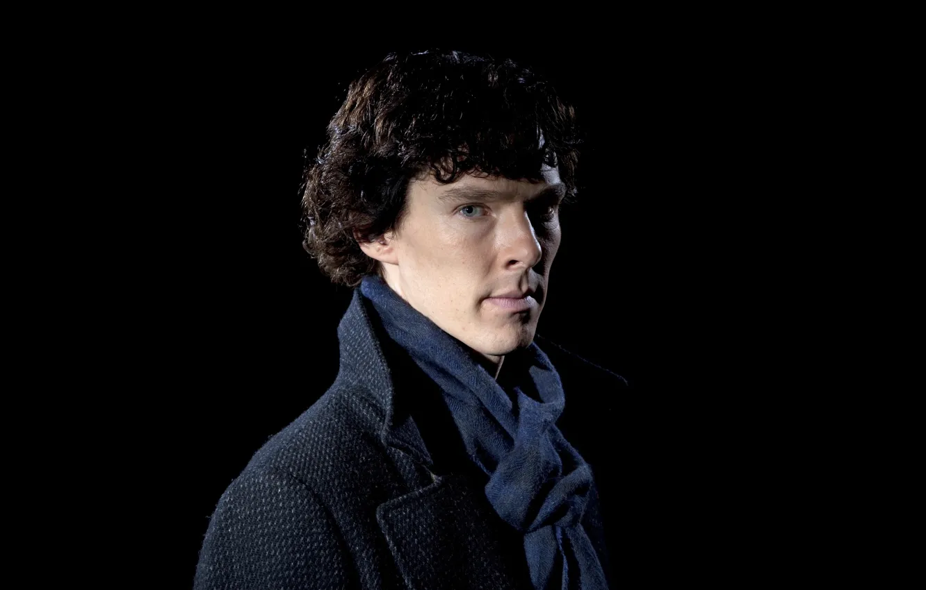 Photo wallpaper actor, the series, black background, BBC, Benedict Cumberbatch, Benedict Cumberbatch, Holmes, holmes
