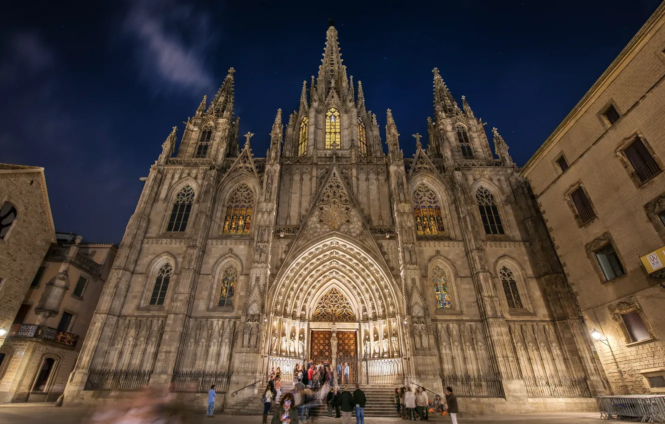Photo wallpaper hdr, Spain, Barcelona, The Cathedral of the Holy cross and Saint Eulalia