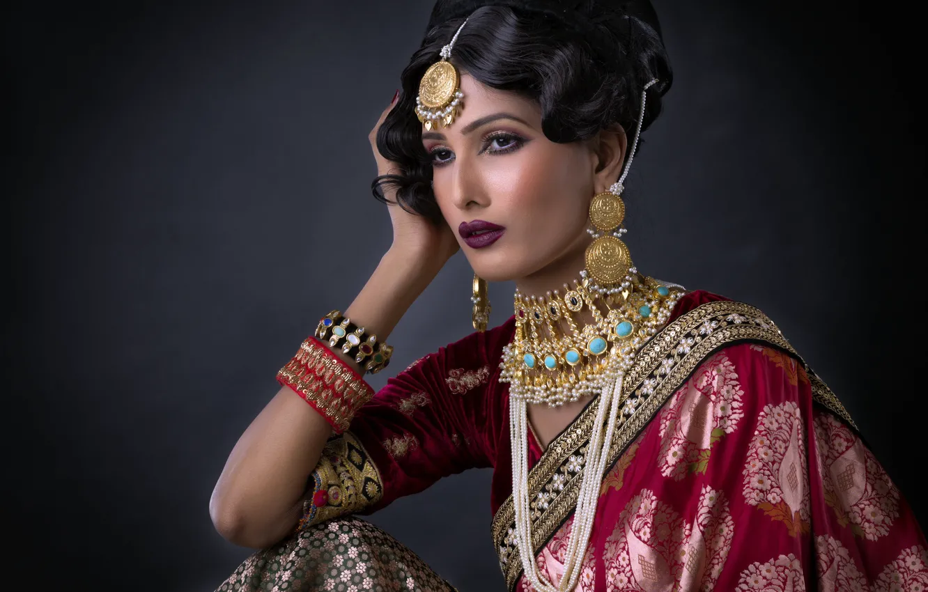 Photo wallpaper girl, decoration, makeup, the bride, saree, wedding dress