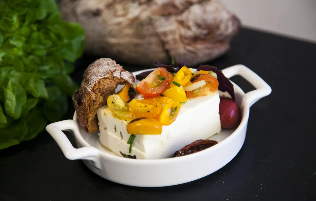 Photo wallpaper vegetables, cheese, vegetables, feta cheese, feta cheese