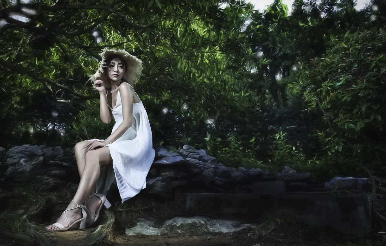 Photo wallpaper girl, nature, Asian