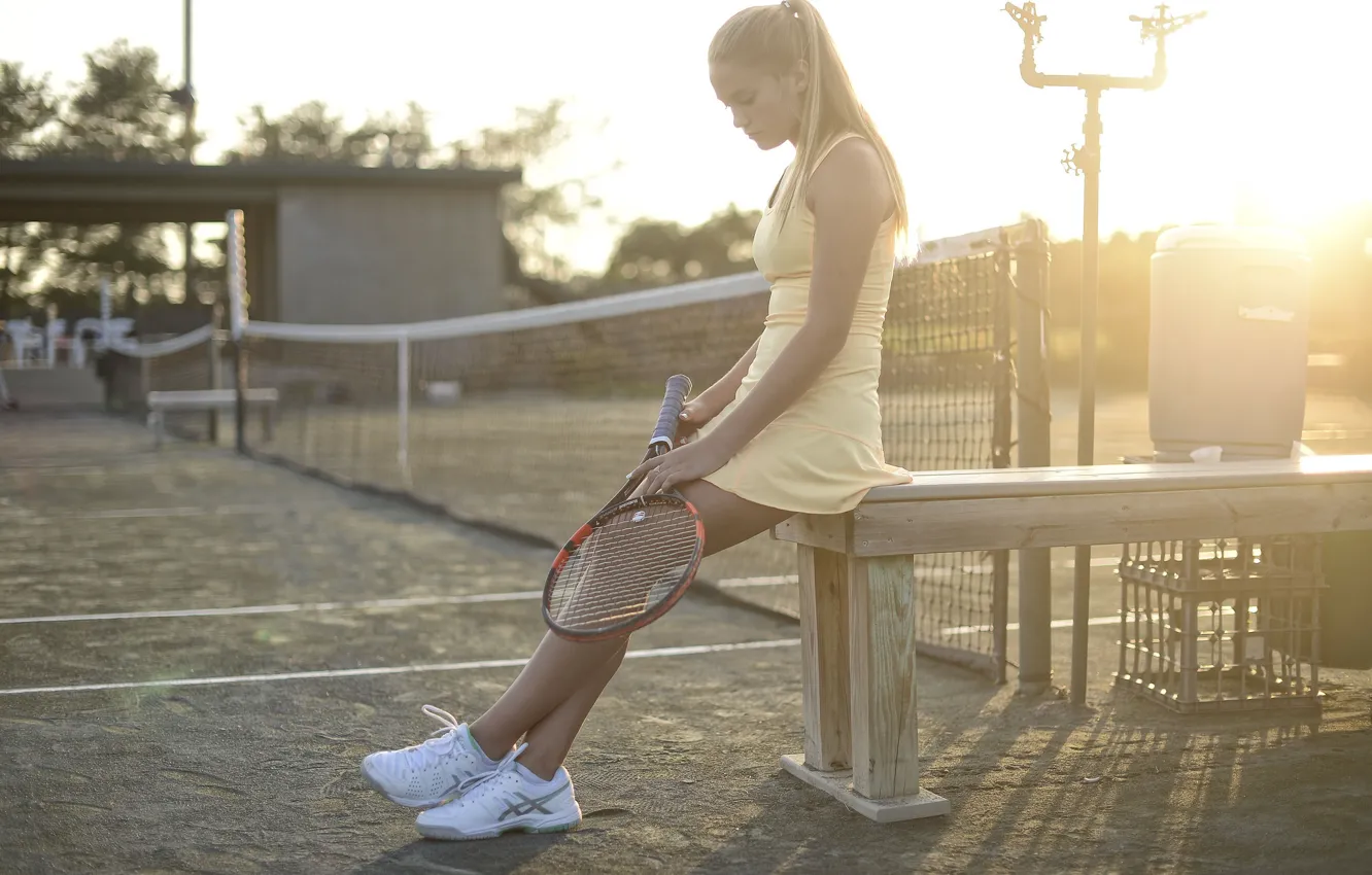 Photo wallpaper girl, sport, racket, court
