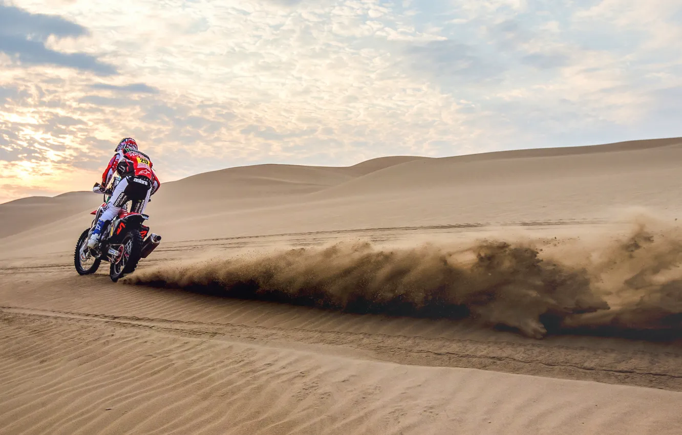 Photo wallpaper Sand, Motorcycle, Moto, Rally, Rally, Dune, Sands, Homda