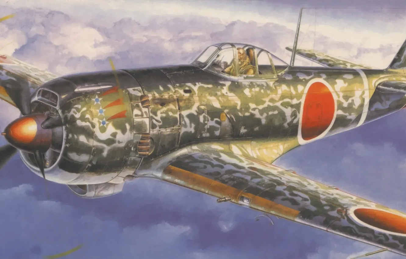 Photo wallpaper war, art, painting, aviation, ww2, Nakajima Which 84