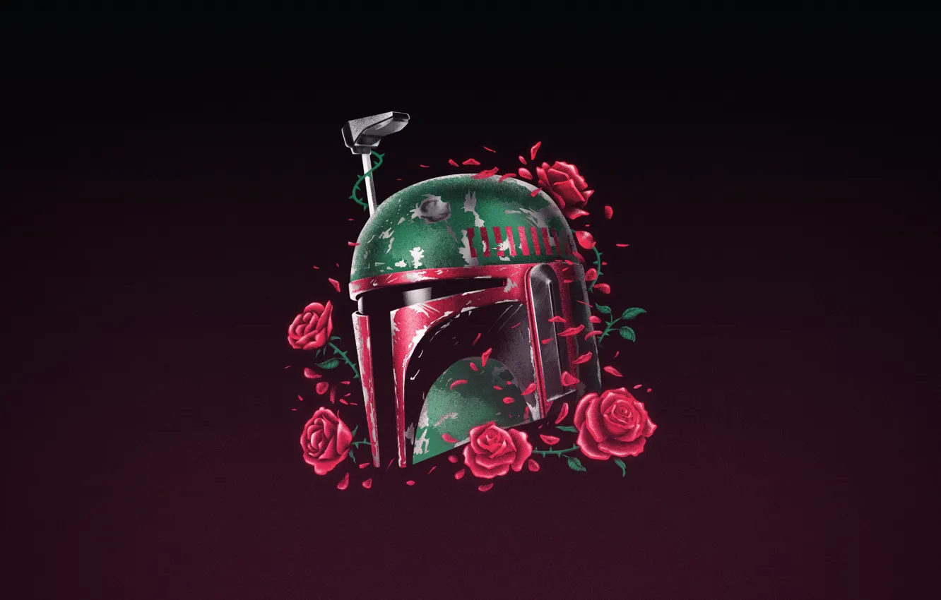 Photo wallpaper background, roses, minimalism, mask, Star Wars, art, helmet, art