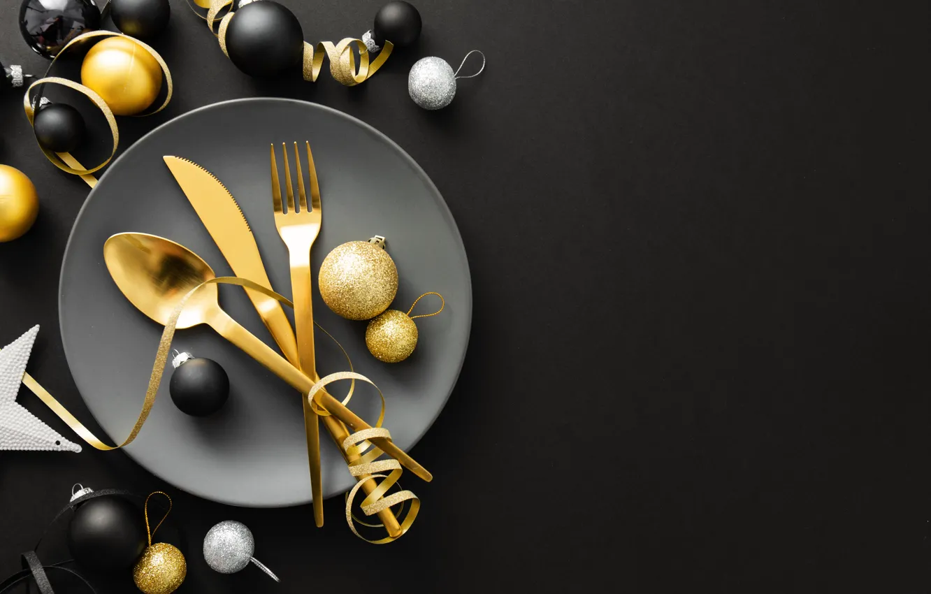 Photo wallpaper background, holiday, balls, new year, Christmas, serving, Valeria Maksakova