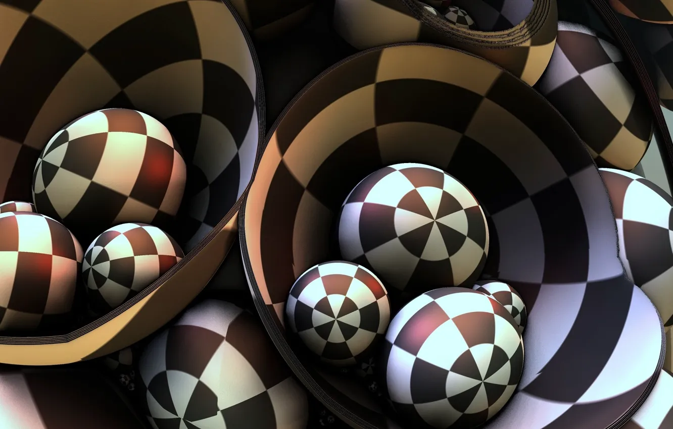 Photo wallpaper squares, balls, pattern