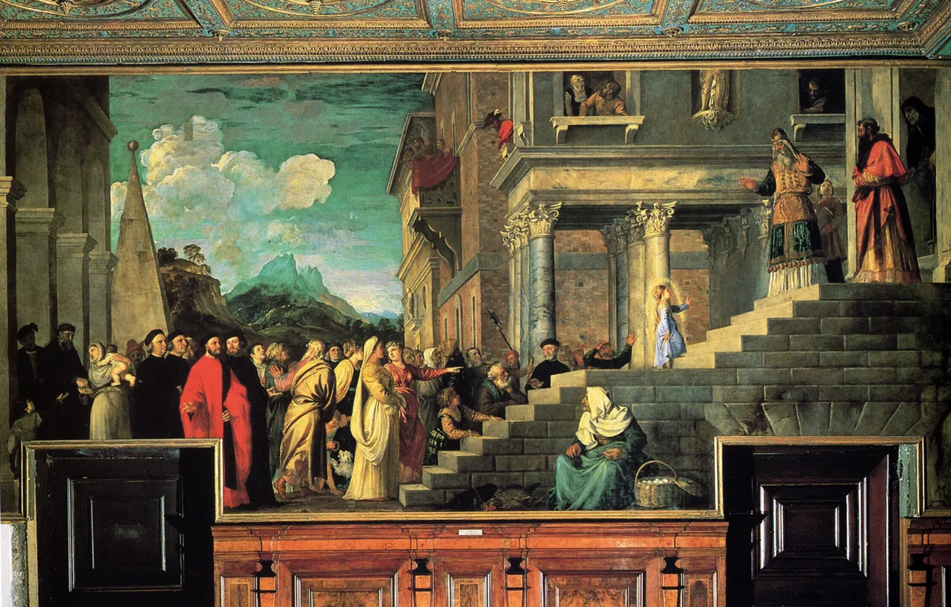 Photo wallpaper Titian Vecellio, The introduction of the virgin Mary into the temple, between 1534 and 1538