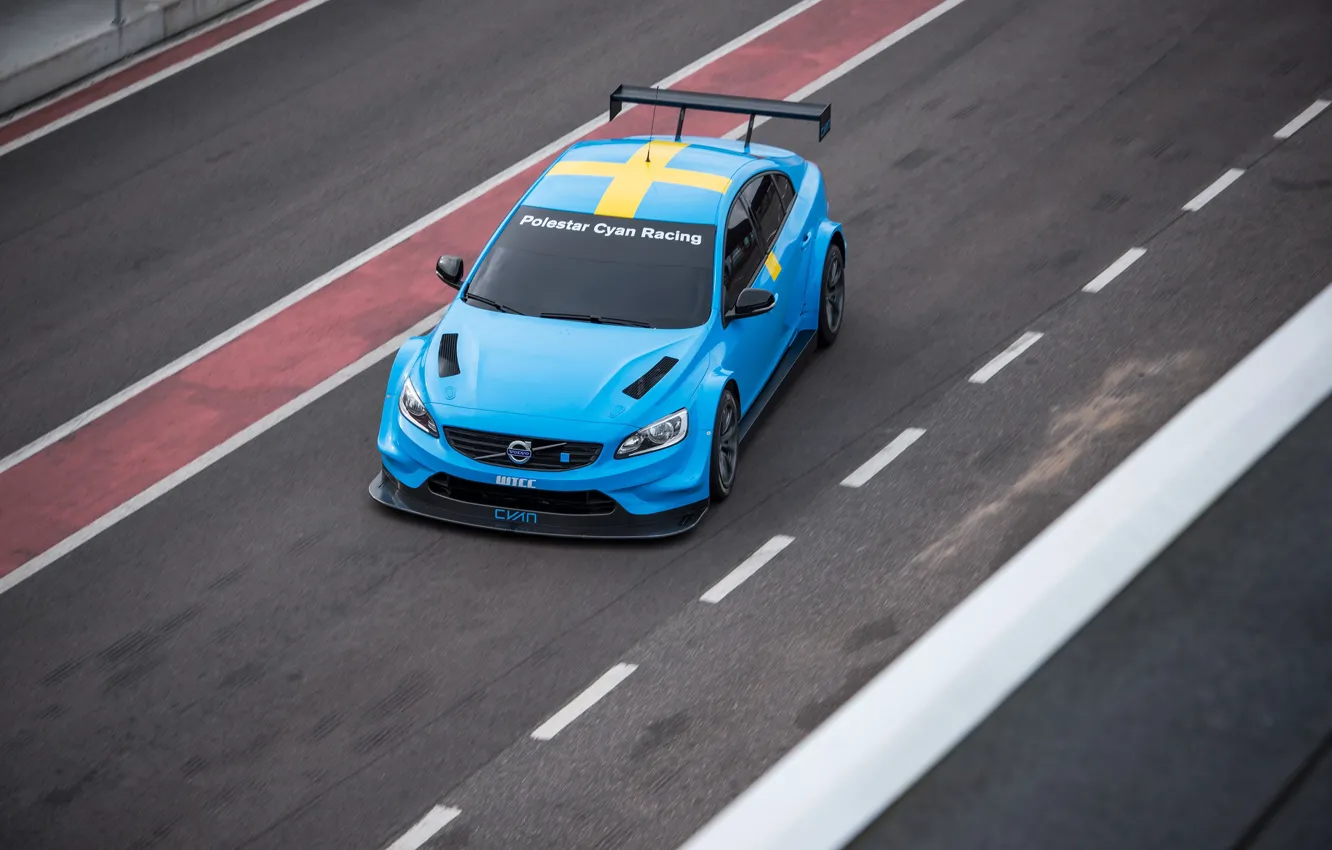 Photo wallpaper track, Volvo, the view from the top, Track, S60, 2016, Polestar