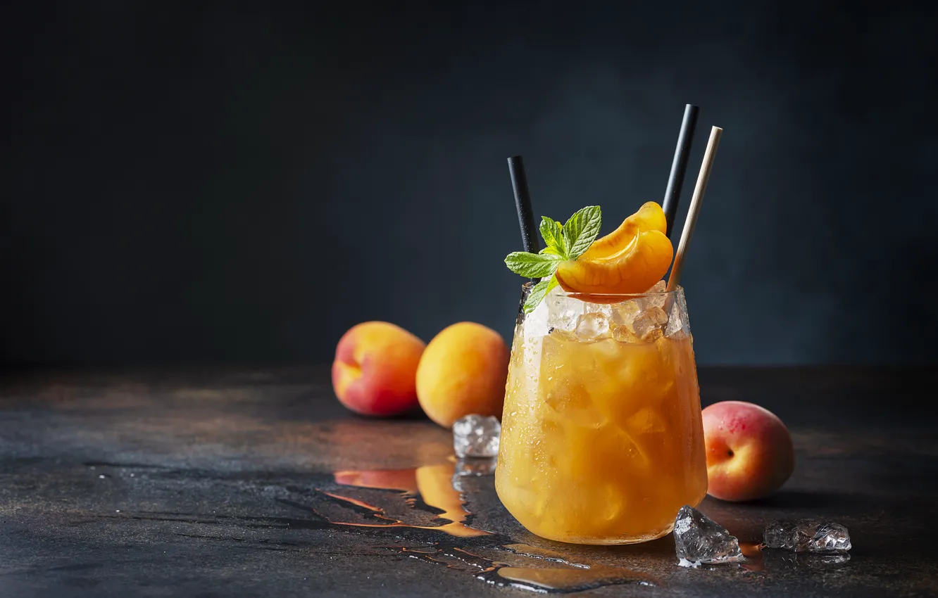 Photo wallpaper ice, cocktail, mint, apricots, Oxana Denezhkina
