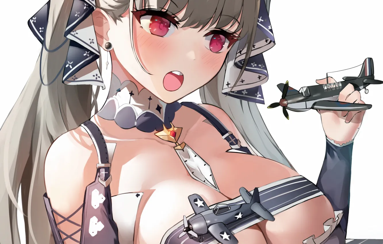 Photo wallpaper girl, sexy, cleavage, long hair, boobs, anime, beautiful, pretty