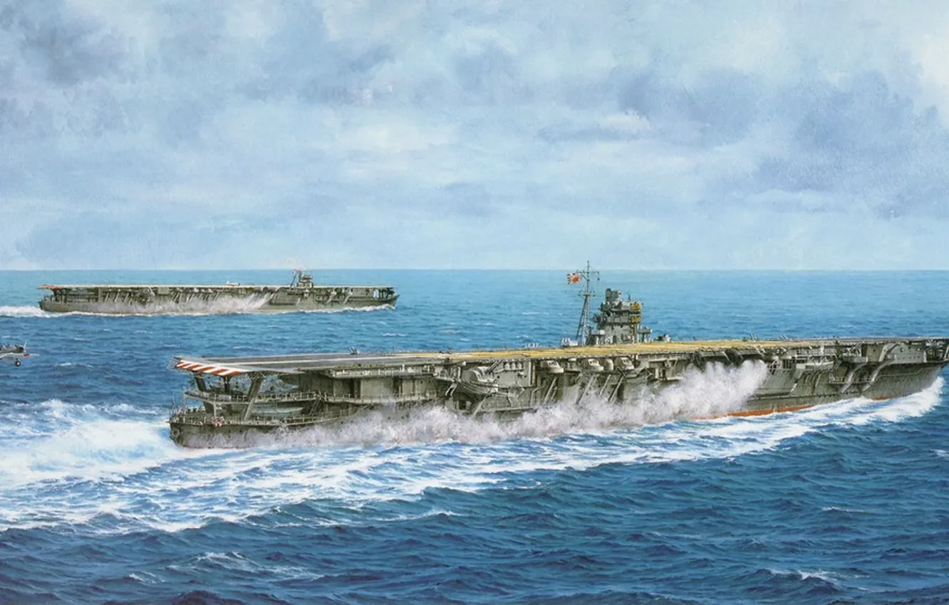 Photo wallpaper ship, art, the carrier, Navy, military, Japanese, WW2, aircraft carrier