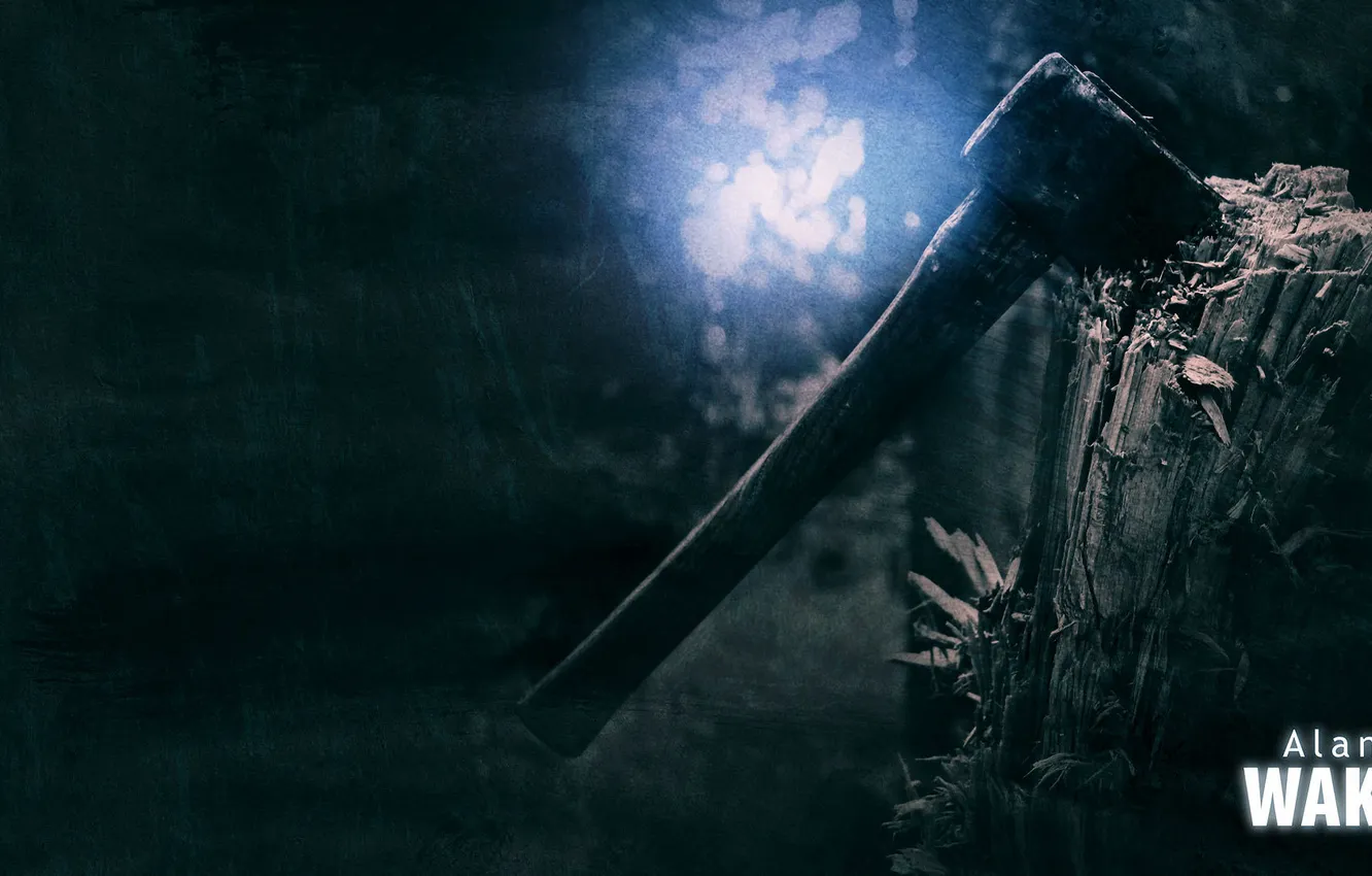 Photo wallpaper light, darkness, the game, axe, log, twilight, poster, Alan Wake