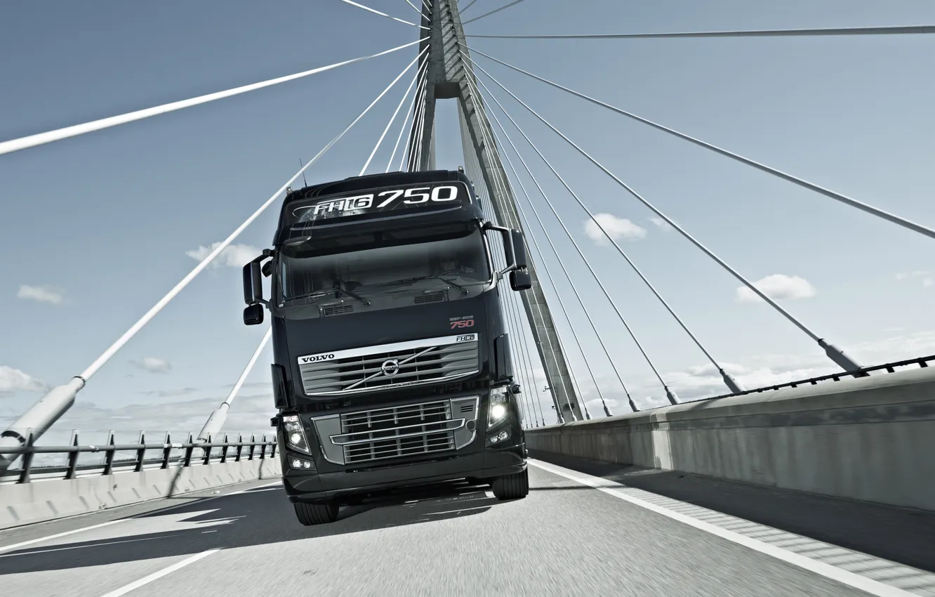 Photo wallpaper road, bridge, Truck