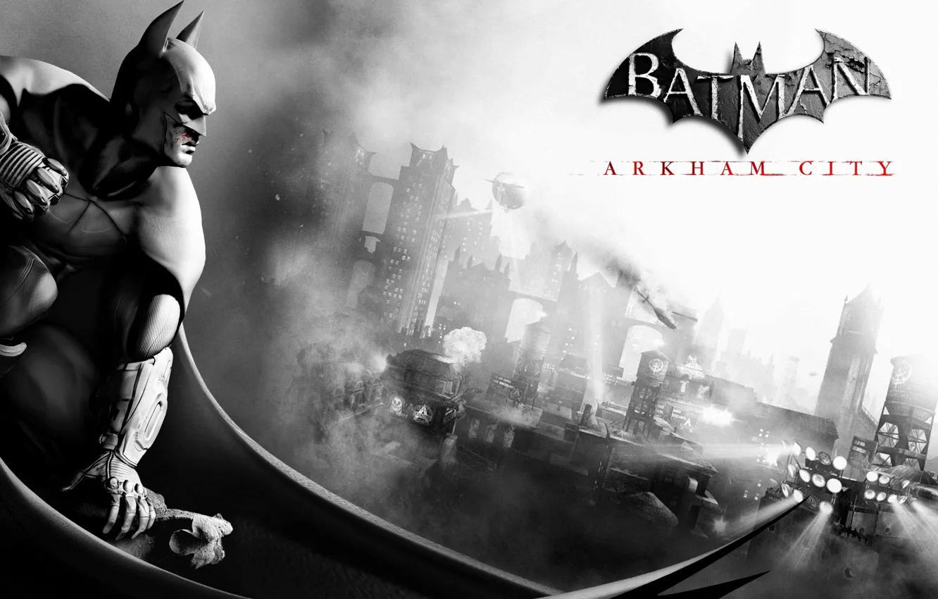 Photo wallpaper the city, hero, bat, Batman Archam City