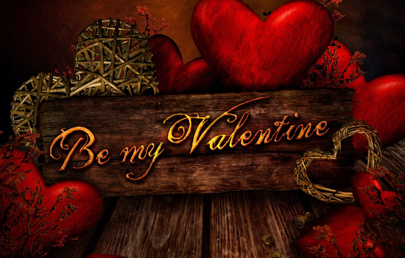 Photo wallpaper background, tree, the inscription, plate, Board, heart, hearts, red