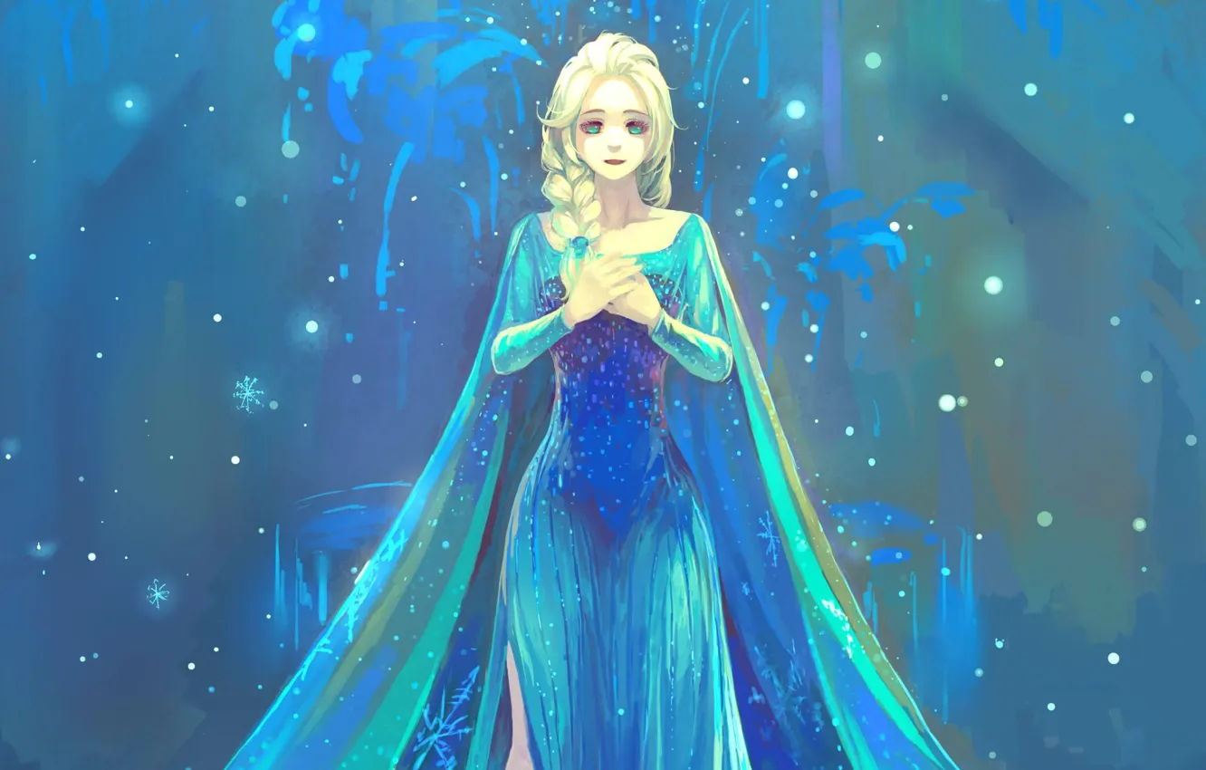 Photo wallpaper girl, dress, art, Frozen, Elsa, Elsa, Cold heart