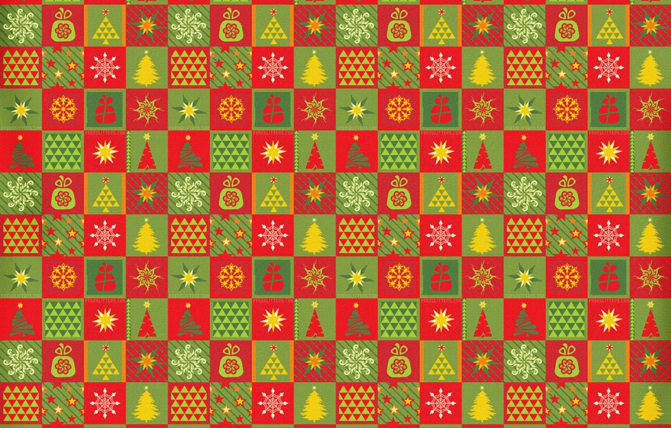 Photo wallpaper pattern, carpet, star, tree, new year, cells, fabric, square