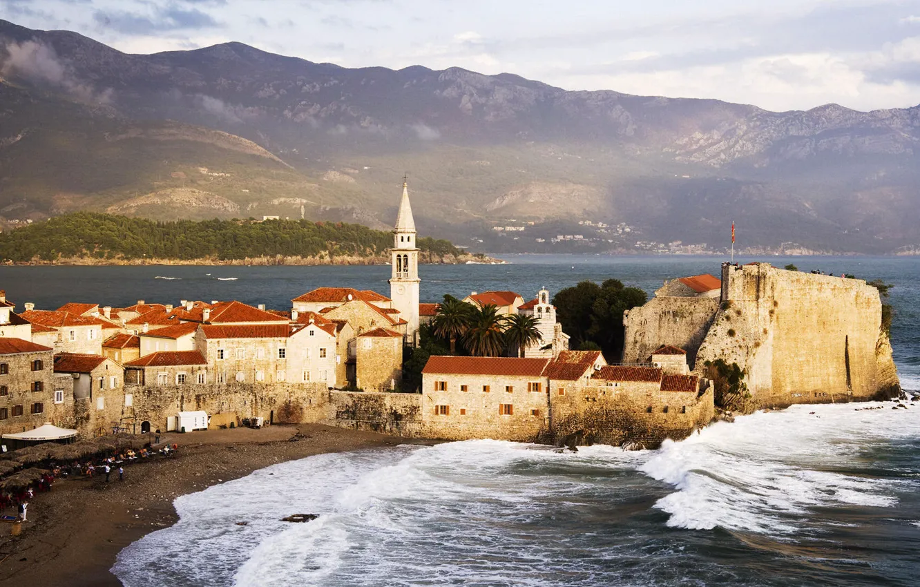 Photo wallpaper sea, water, landscape, home, sea, landscape, water, houses