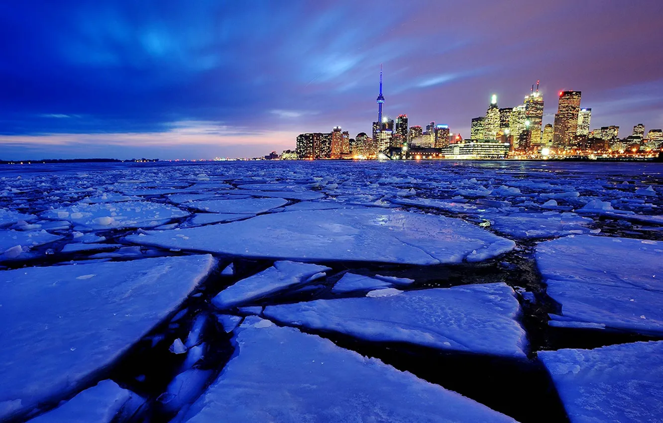 Photo wallpaper ice, Canada, Ontario, Toronto, harbour