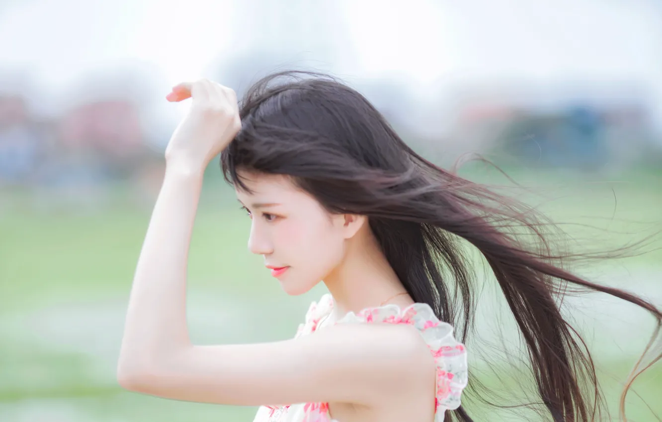 Photo wallpaper woman, beautiful, model, pretty, asian, cute, outdoor, close up