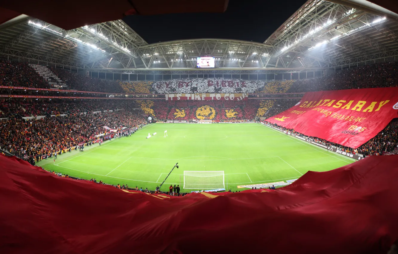 Photo wallpaper Turkey, stadium, Galatasaray, Galatasaray, turk telekom, Turk Telekom Arena, banners