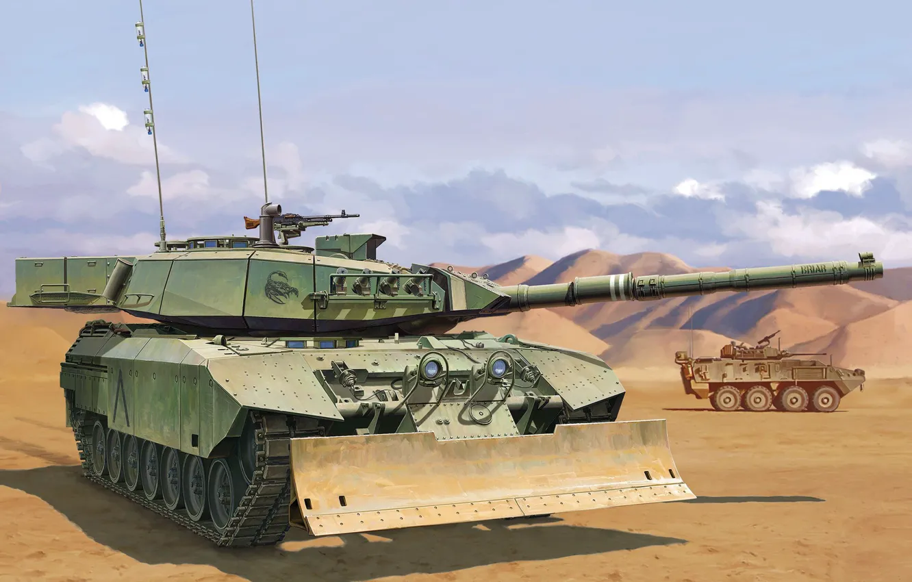 Photo wallpaper Art, Leopard C2 MEXAS, Dozer Blade, Canadian MBT