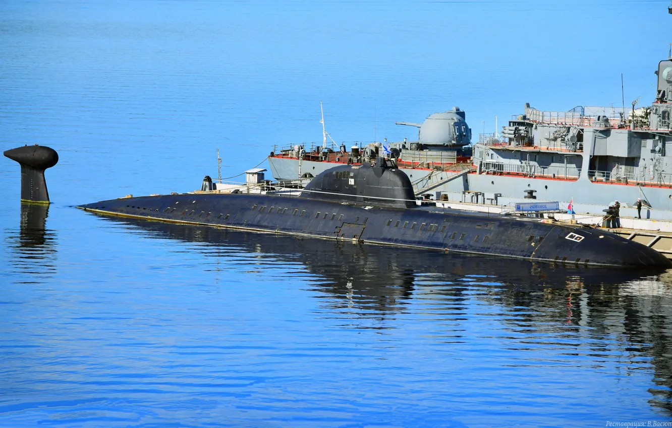 Photo wallpaper boat, pier, underwater, atomic, Obninsk