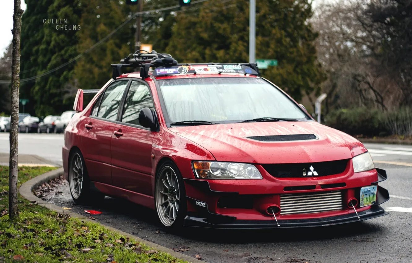 Photo wallpaper red, tuning, Lancer, red, car, Evolution, style, tuning