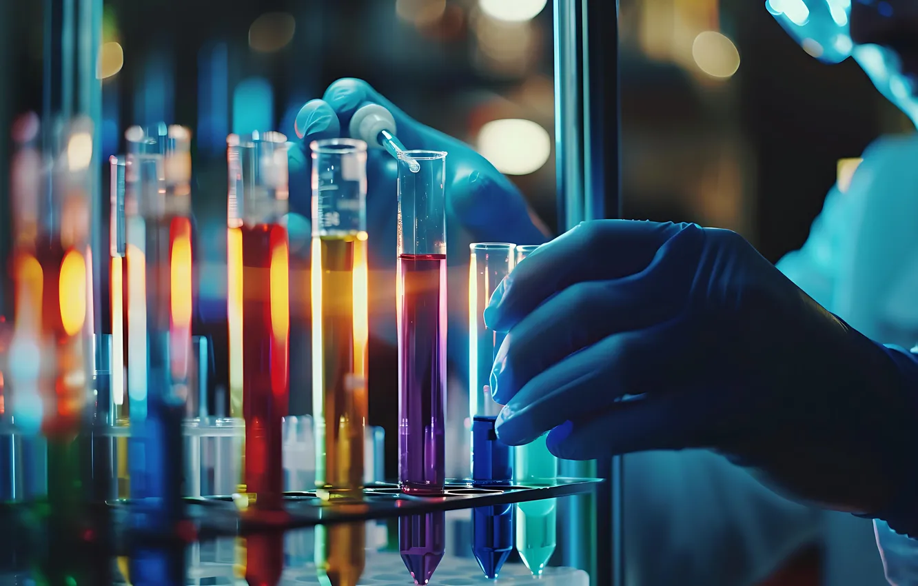 Photo wallpaper glass, transparency, light, work, science, people, liquid, hands