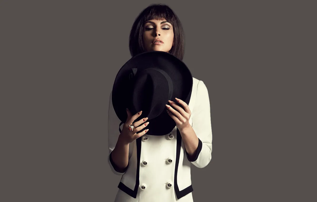 Photo wallpaper background, hat, Morena Baccarin, makeup, actress, brunette, hairstyle, photographer