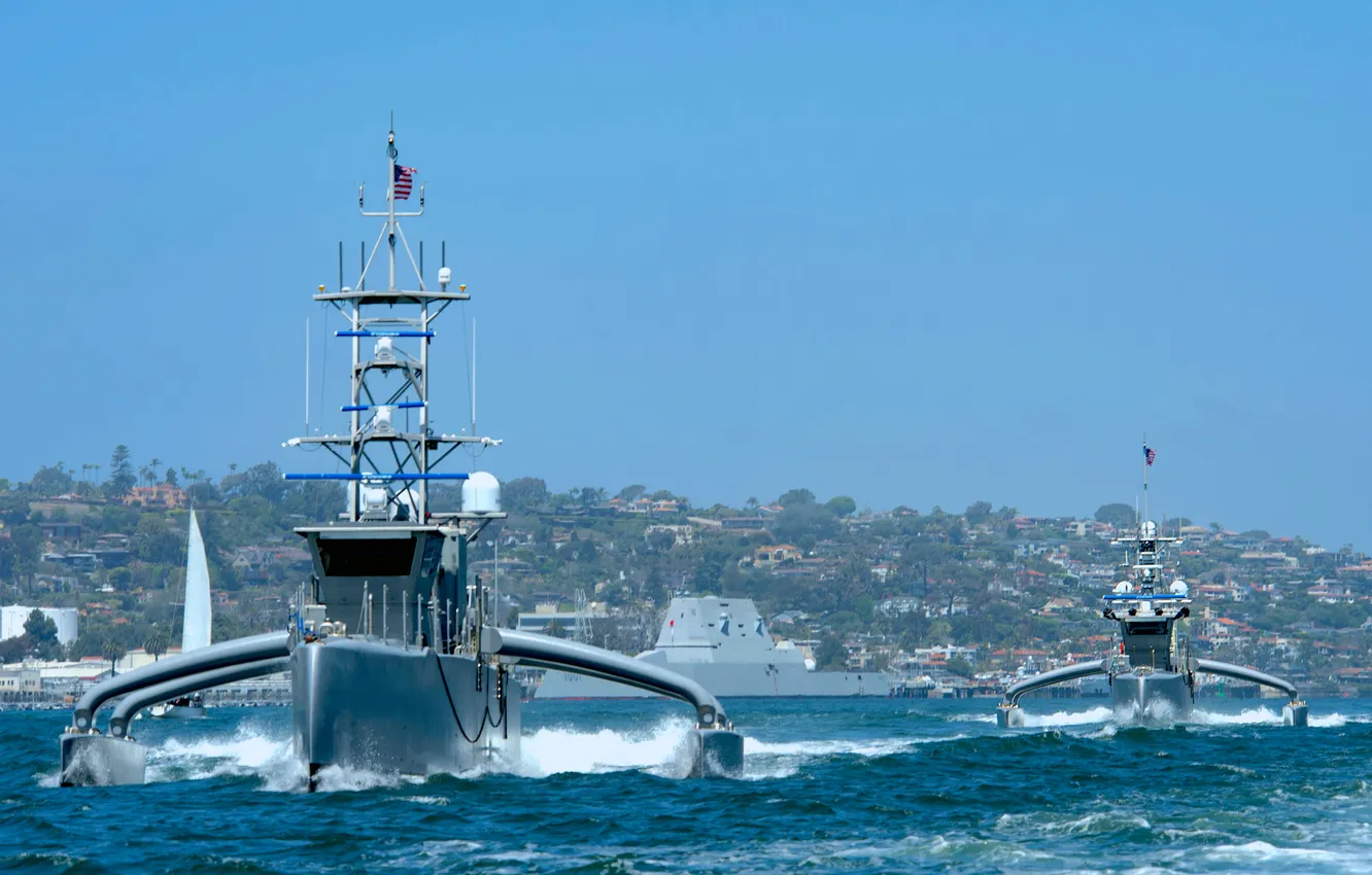 Photo wallpaper sea, drone, US NAVY, Seahawk, Sea Hunter