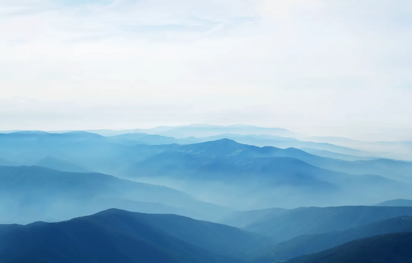 Photo wallpaper landscape, blue, mountains