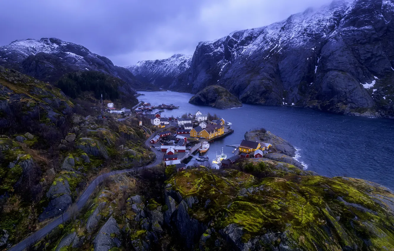 Photo wallpaper Vika, Nordland, Norway, Nusfjord