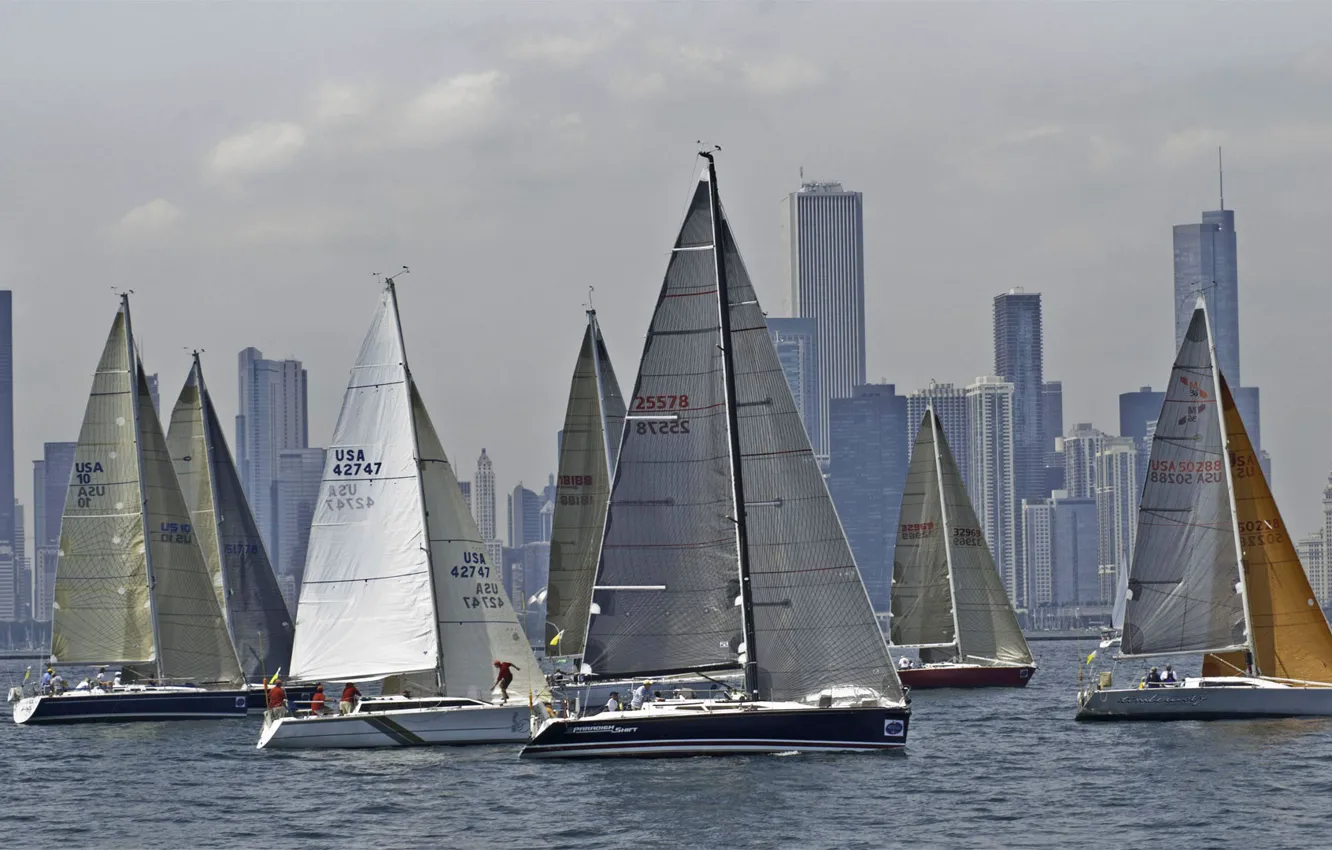 Photo wallpaper yacht, Chicago, USA, regatta