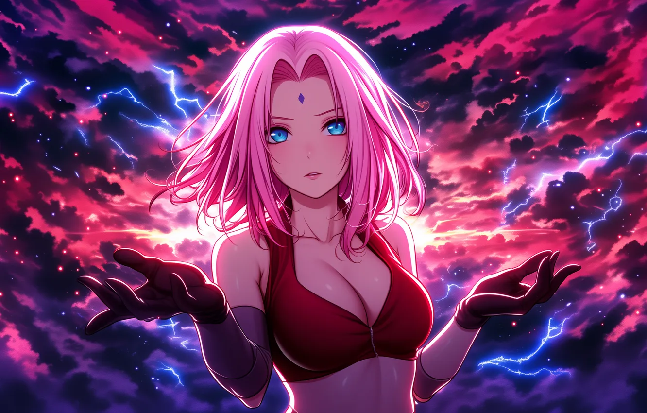 Photo wallpaper anime, Sakura, art, Naruto, Naruto, anime, art, Neon