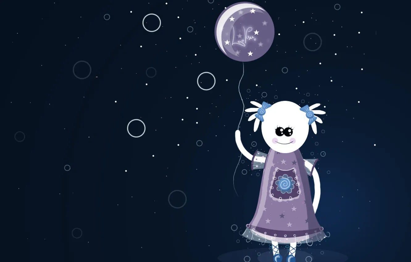 Photo wallpaper purple, balls, neon, girl